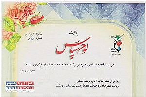 بنیاد شهید شهرستان مرودشت از محیط زیست شهرستان تقدیر کرد