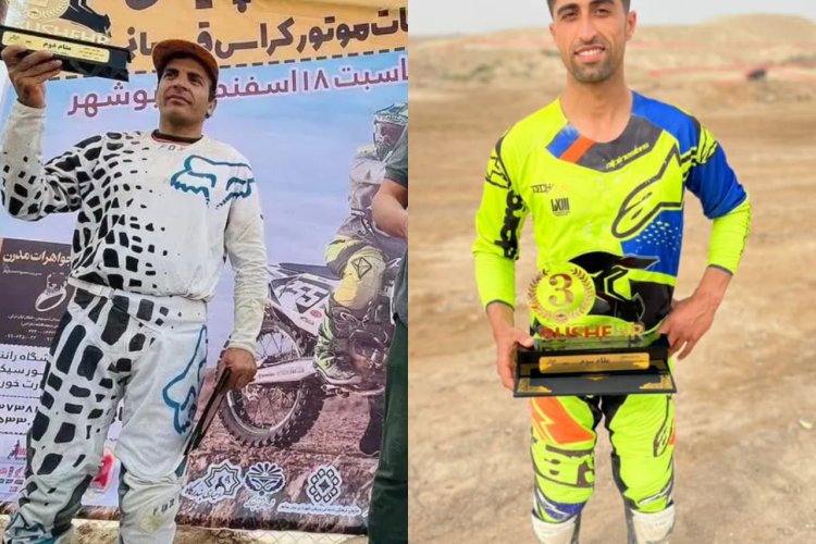 تصویر دو سکوی قهرمانی سهم فارس از سومین راند مسابقات موتور کراس
