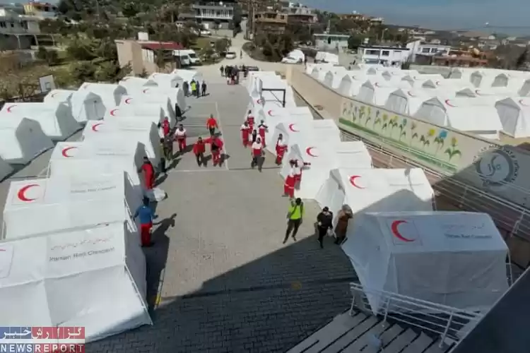 برپایی سه اردوگاه اسکان اضطراری در هاتای ترکیه توسط جمعیت هلال احمر استان فارس