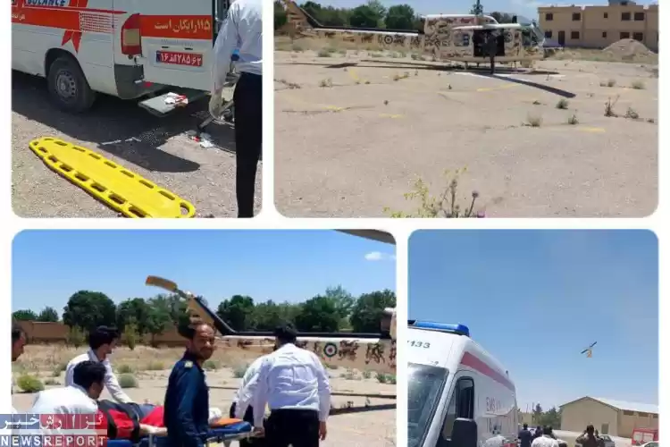 پرواز بالگرد اورژانس فارس برای نجات مصدوم حادثه ترافیکی با قطع عضو